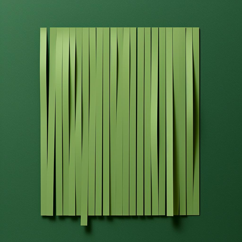 Green paper strips attached to the bottom of a bulletin board